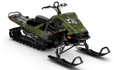 Freebird Army Green Ski-Doo REV Gen4 LWH - Summit Full Coverage Sled Wrap