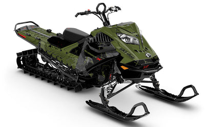 Freebird Army Green Ski-Doo REV Gen4 LWH - Summit Premium Coverage Sled Wrap