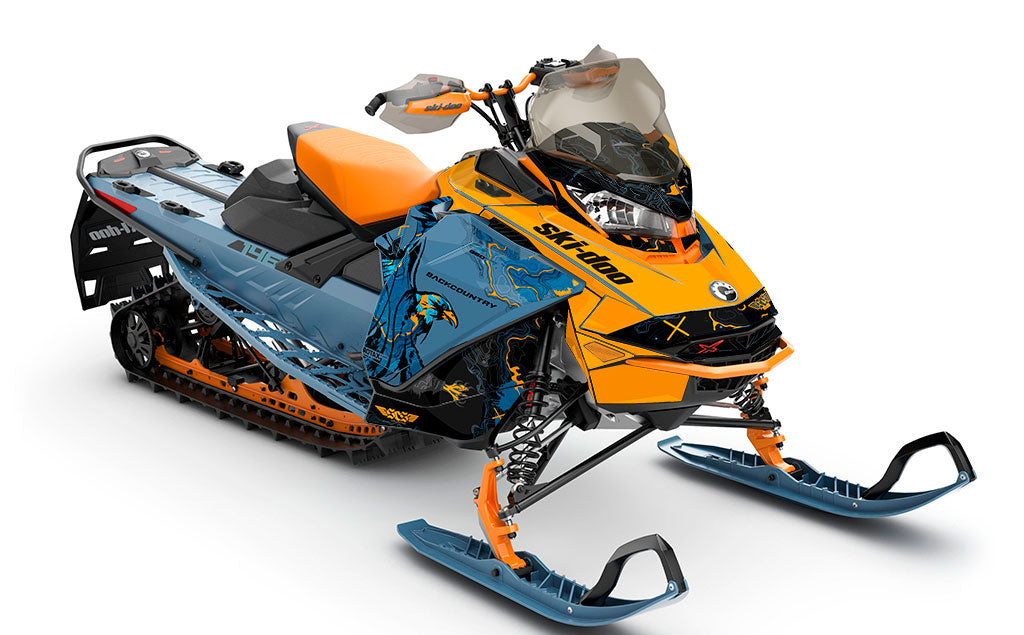 Freebird Orange Scandiblue Ski-Doo REV Gen4 Backcountry Premium Coverage Sled Wrap