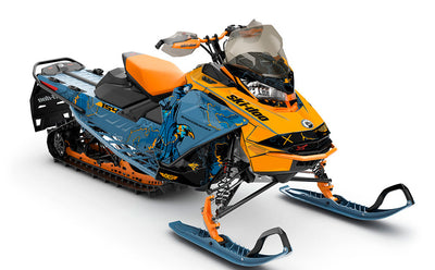 Freebird Orange Scandiblue Ski-Doo REV Gen4 Backcountry Full Coverage Sled Wrap