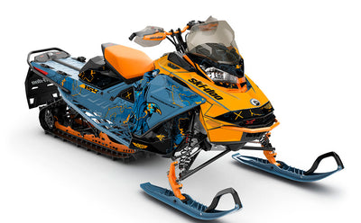 Freebird Orange Scandiblue Ski-Doo REV Gen4 Backcountry Partial Coverage Sled Wrap