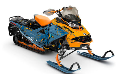 Freebird Orange Scandiblue Ski-Doo REV Gen4 Backcountry Less Coverage Sled Wrap