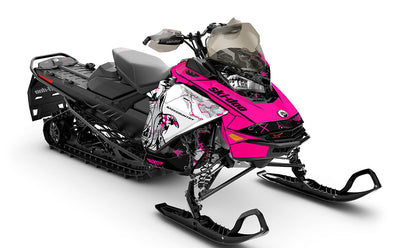 Freebird Pink White Ski-Doo REV Gen4 Backcountry Premium Coverage Sled Wrap