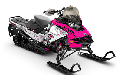 Freebird Pink White Ski-Doo REV Gen4 Backcountry Full Coverage Sled Wrap