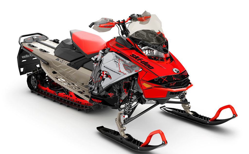 Freebird Red CatGrey Ski-Doo REV Gen4 Backcountry Premium Coverage Sled Wrap