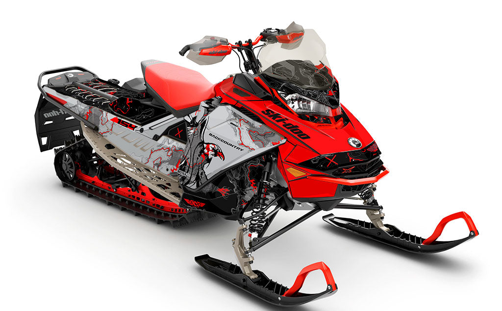 Freebird Red CatGrey Ski-Doo REV Gen4 Backcountry Less Coverage Sled Wrap