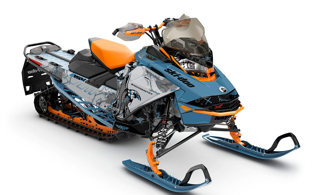 Freebird Scandiblue CatGrey Ski-Doo REV Gen4 Backcountry Full Coverage Sled Wrap