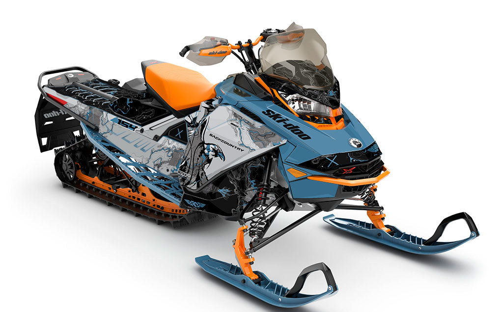 Freebird Scandiblue CatGrey Ski-Doo REV Gen4 Backcountry Less Coverage Sled Wrap