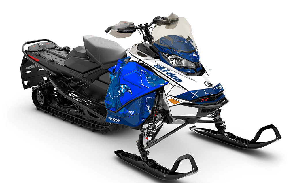 Freebird White Blue Ski-Doo REV Gen4 Backcountry Premium Coverage Sled Wrap