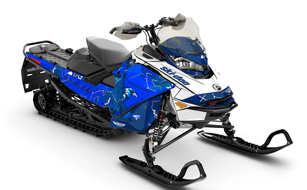 Freebird White Blue Ski-Doo REV Gen4 Backcountry Full Coverage Sled Wrap