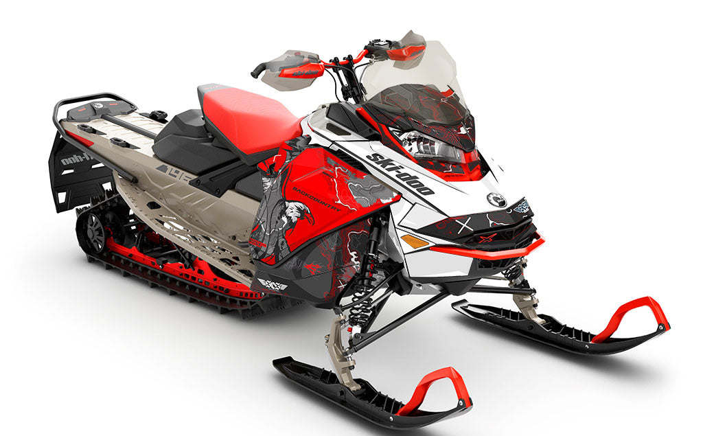 Freebird White Red Ski-Doo REV Gen4 Backcountry Premium Coverage Sled Wrap