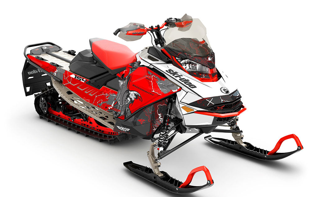 Freebird White Red Ski-Doo REV Gen4 Backcountry Full Coverage Sled Wrap