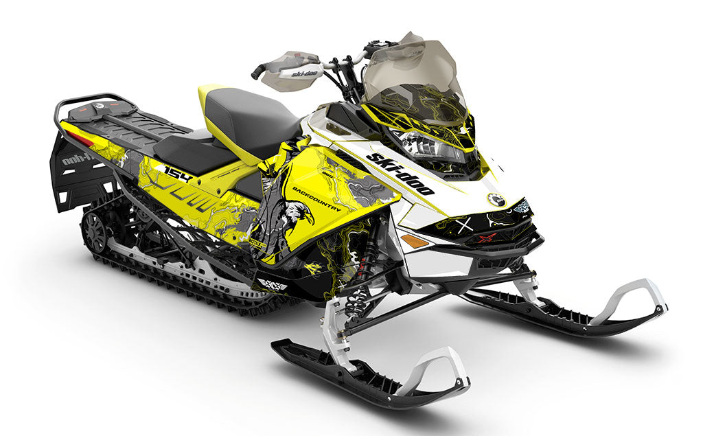 Freebird White Yellow Ski-Doo REV Gen4 Backcountry Full Coverage Sled Wrap