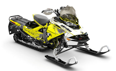 Freebird White Yellow Ski-Doo REV Gen4 Backcountry Partial Coverage Sled Wrap