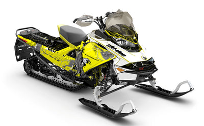 Freebird White Yellow Ski-Doo REV Gen4 Backcountry Less Coverage Sled Wrap