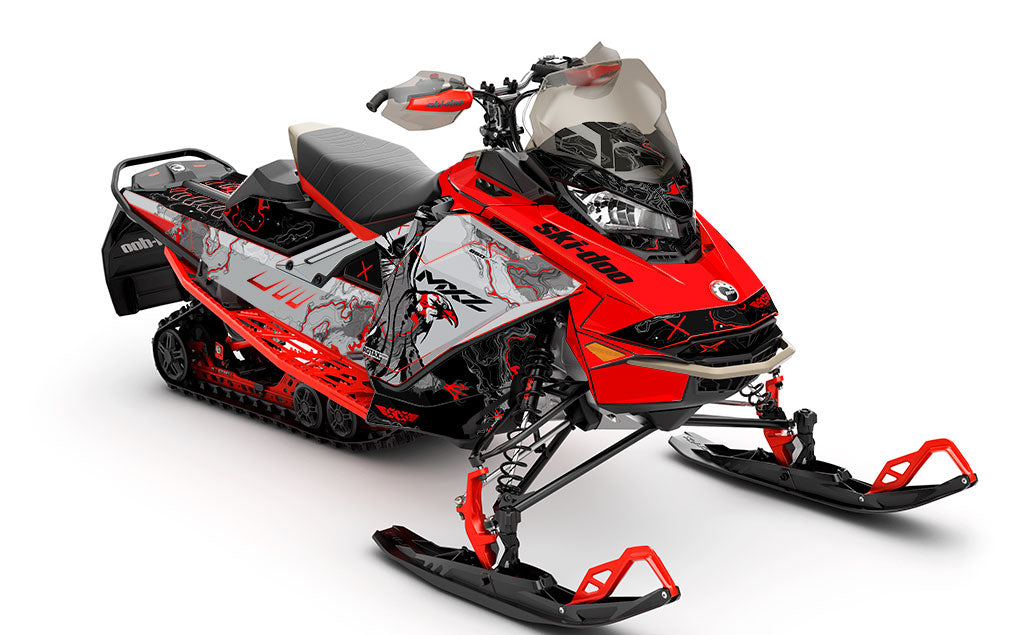 Freebird Red CatGrey Ski-Doo REV Gen4 MXZ Premium Coverage Sled Wrap