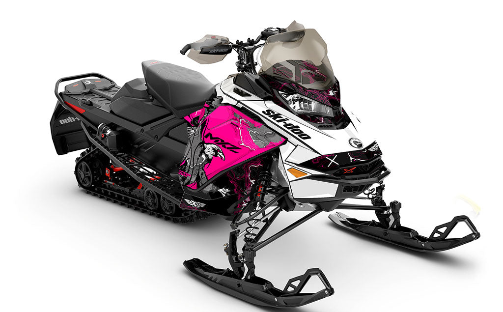 Freebird White Pink Ski-Doo REV Gen4 MXZ Premium Coverage Sled Wrap