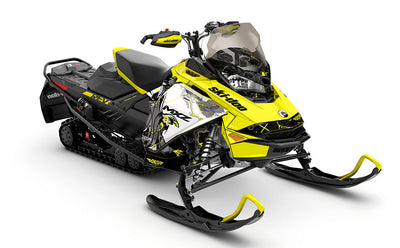 Freebird Yellow White Ski-Doo REV Gen4 MXZ Premium Coverage Sled Wrap