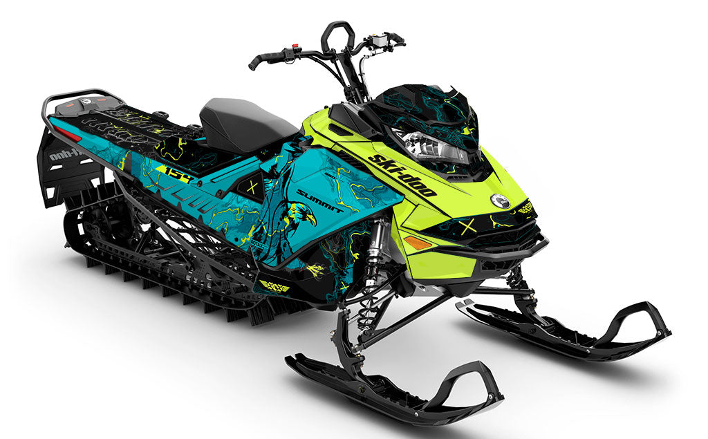 Freebird Manta Teal Ski-Doo REV Gen4 Summit Premium Coverage Sled Wrap