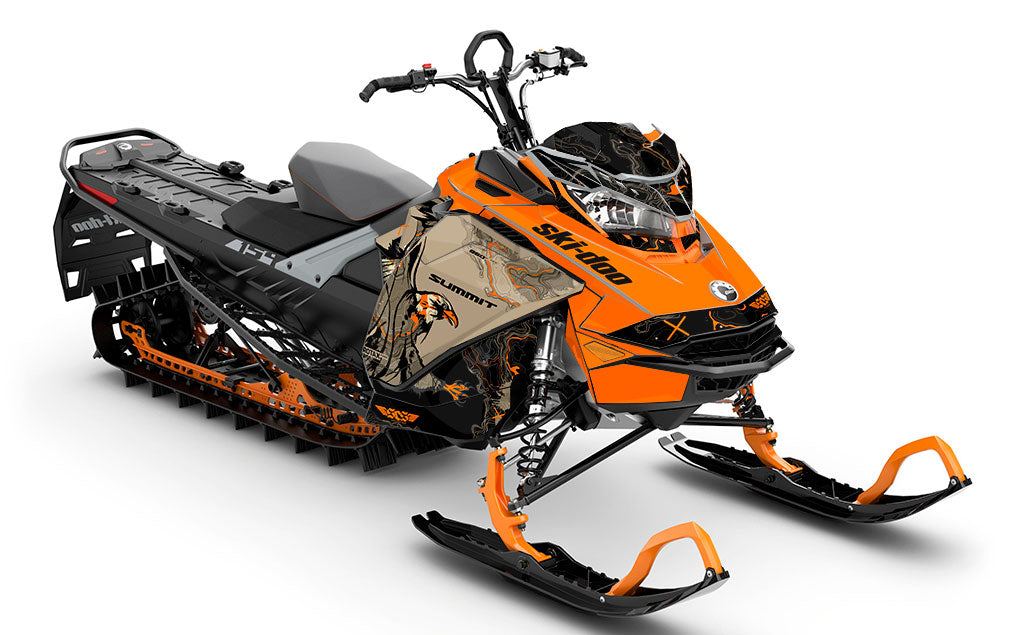 Freebird Orange White Ski-Doo REV Gen4 Summit Full Coverage Sled Wrap