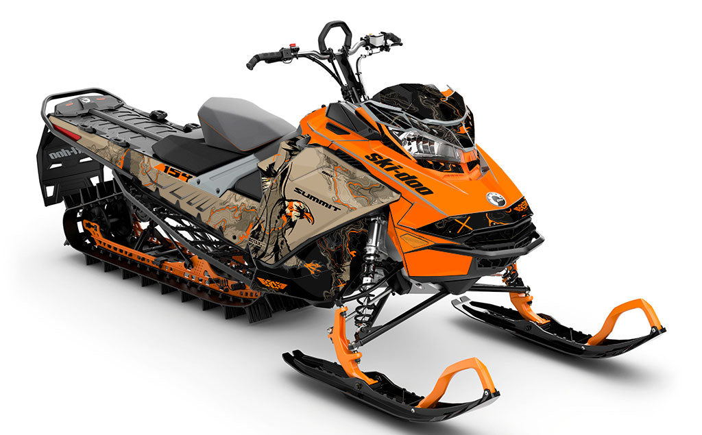 Freebird Orange White Ski-Doo REV Gen4 Summit Premium Coverage Sled Wrap