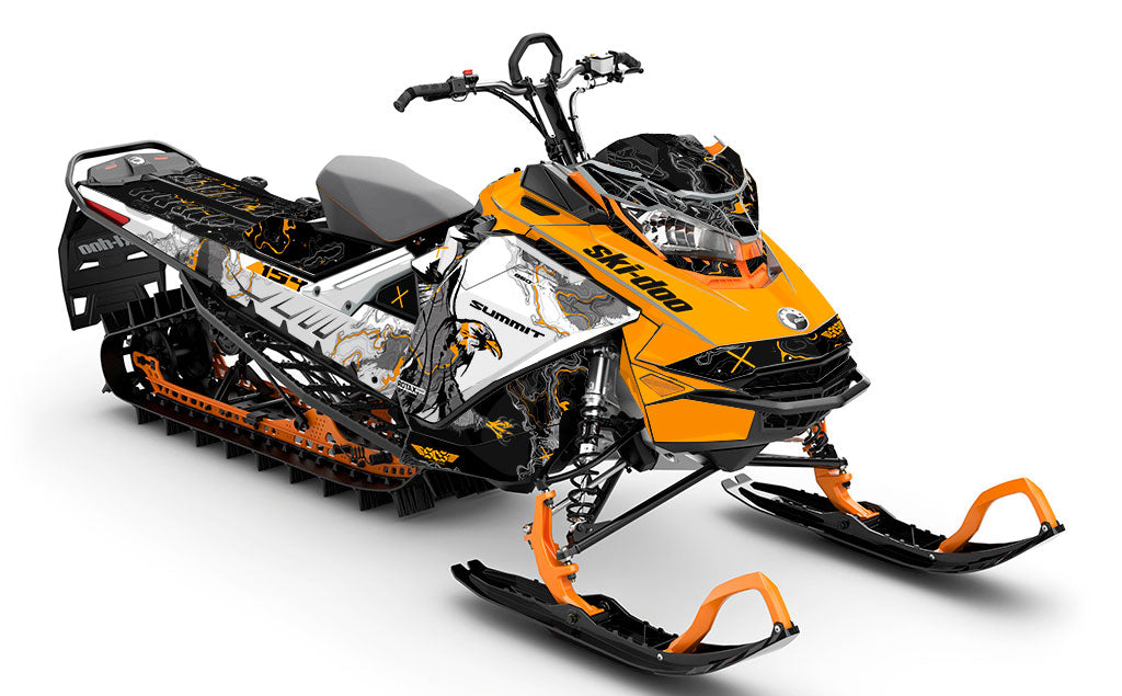 Freebird Orange White Ski-Doo REV Gen4 Summit Partial Coverage Sled Wrap