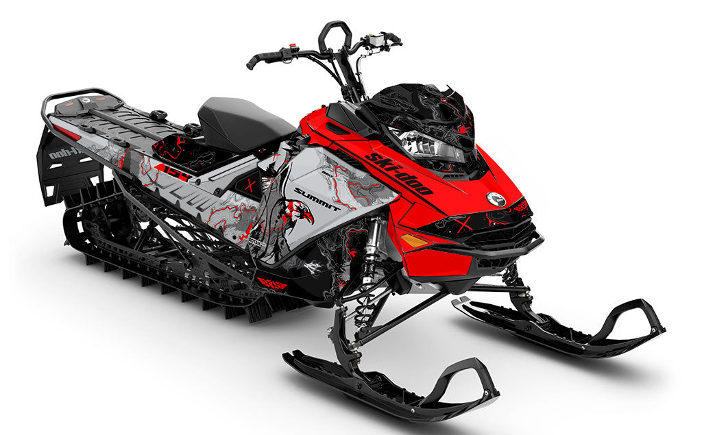 Freebird Red CatGrey Ski-Doo REV Gen4 Summit Less Coverage Sled Wrap