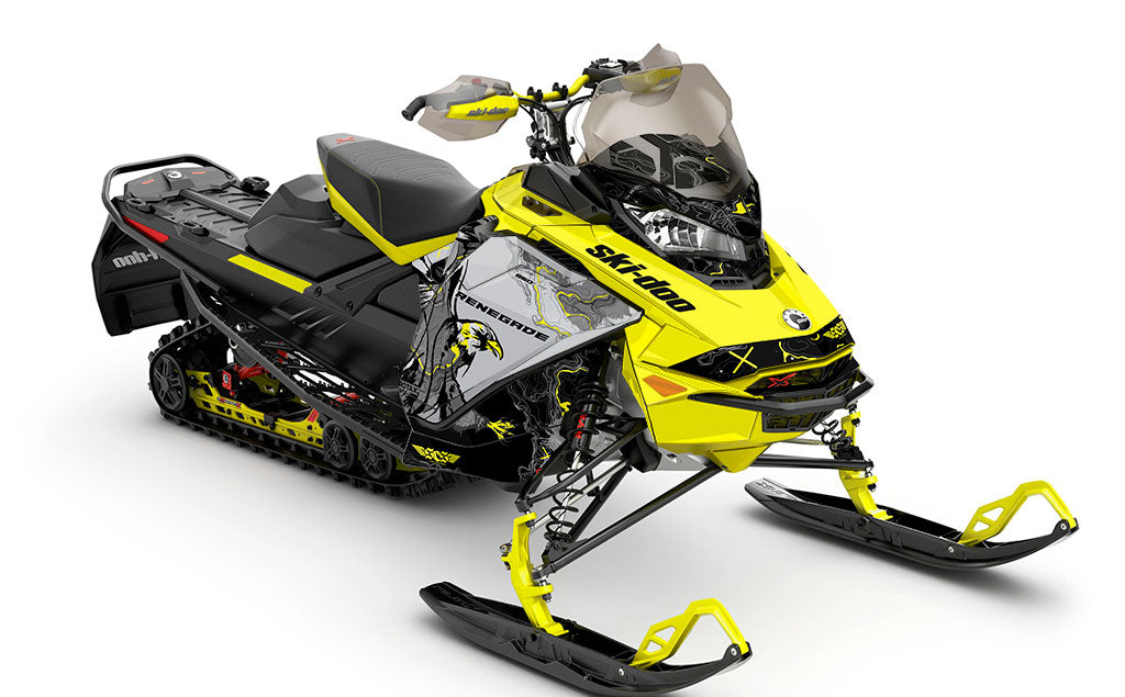 Freebird Yellow CatGrey Ski-Doo REV Gen4 Renegade Premium Coverage Sled Wrap