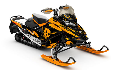 HI-FI Orange White Ski-Doo REV Gen4 Renegade Partial Coverage Sled Wrap