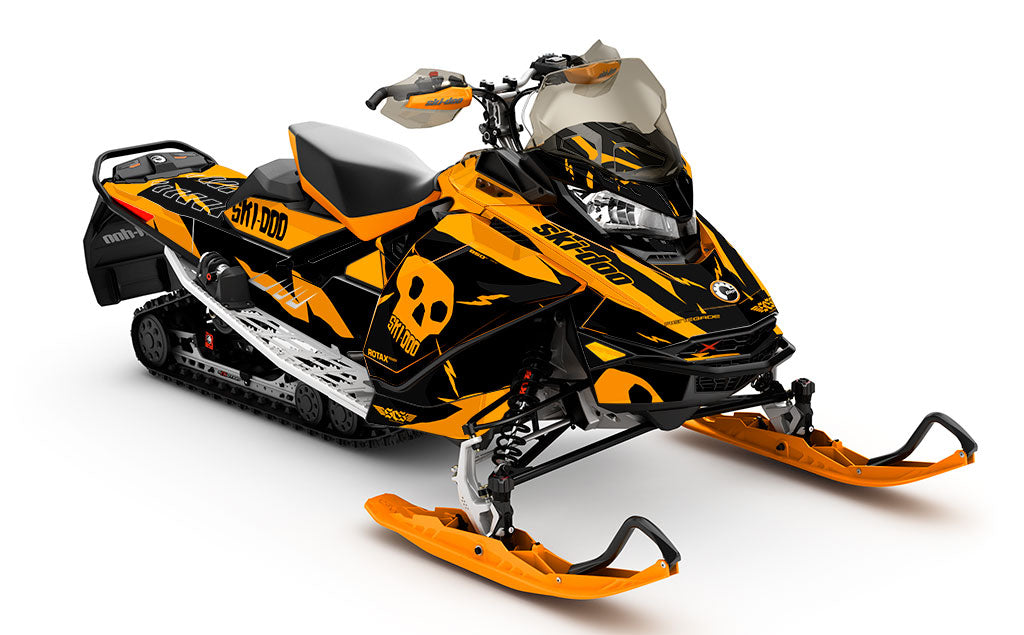 HI-FI Orange White Ski-Doo REV Gen4 Renegade Premium Coverage Sled Wrap