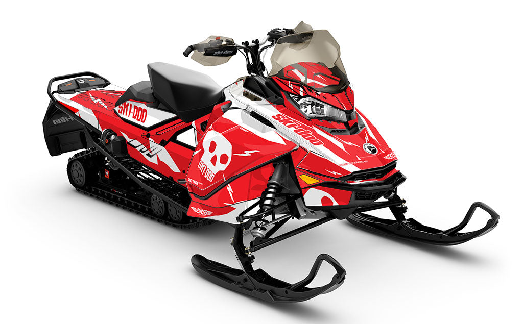 HI-FI White Red Ski-Doo REV Gen4 Renegade Premium Coverage Sled Wrap