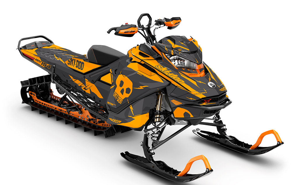 HI-FI Grey Orange Ski-Doo REV Gen4 Summit Premium Coverage Sled Wrap