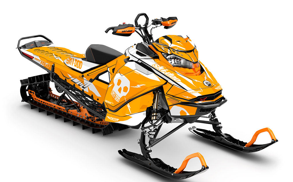 HI-FI Orange White Ski-Doo REV Gen4 Summit Premium Coverage Sled Wrap