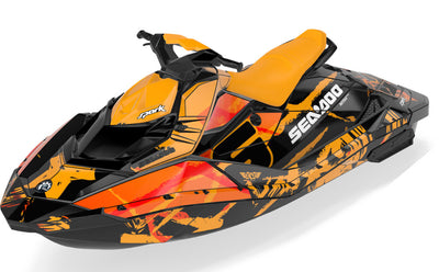 Hurricane Sea-Doo Spark Graphics Orange Orange Partial Coverage