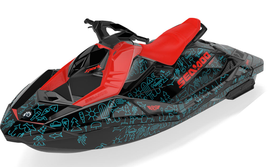 Icon Sea-Doo Spark Graphics Black Red Less Coverage