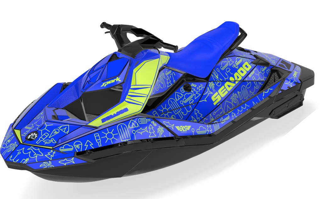 Icon Sea-Doo Spark Graphics Blue Manta Full Coverage