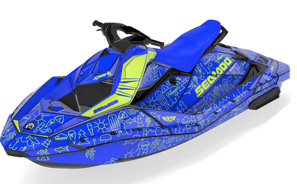 Icon Sea-Doo Spark Graphics Blue Manta Partial Coverage