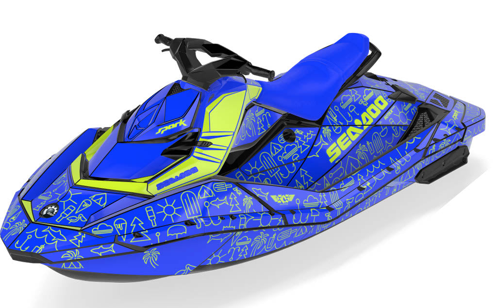 Icon Sea-Doo Spark Graphics Blue Manta Less Coverage