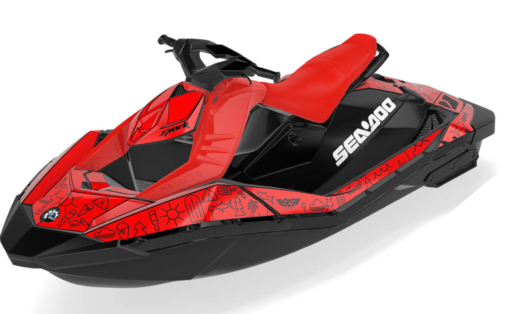 Icon Sea-Doo Spark Graphics Red Black Premium Coverage