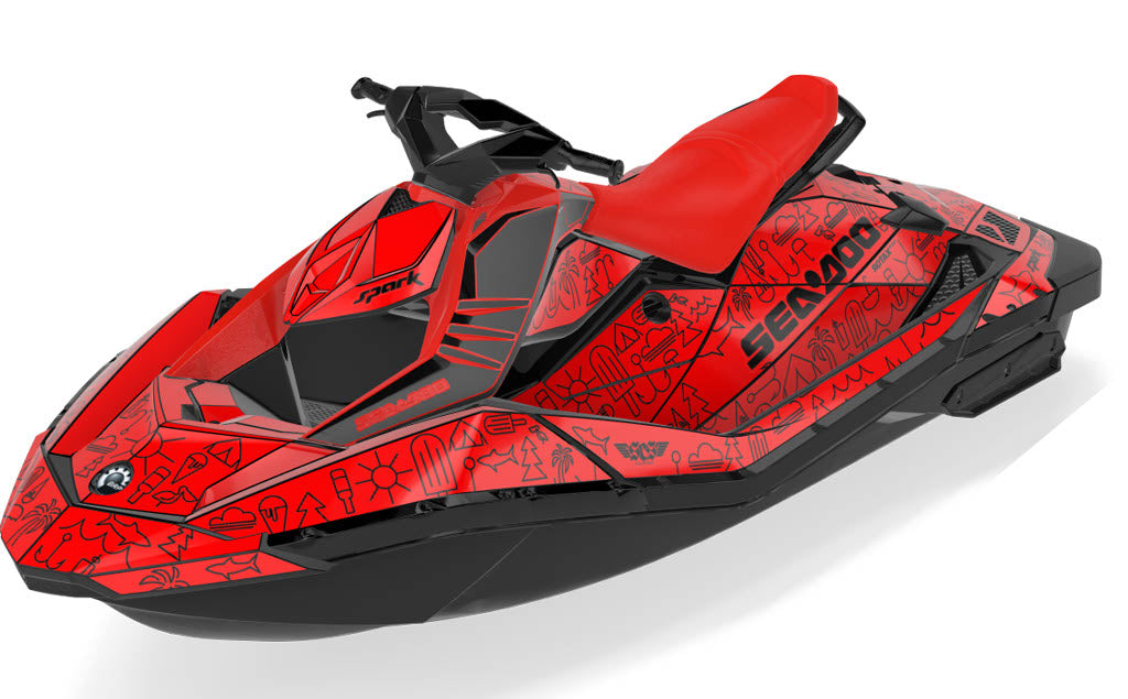 Icon Sea-Doo Spark Graphics Red Black Full Coverage