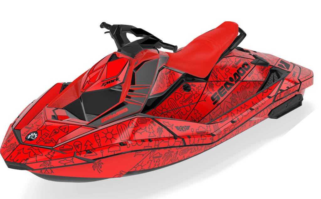 Icon Sea-Doo Spark Graphics Red Black Partial Coverage