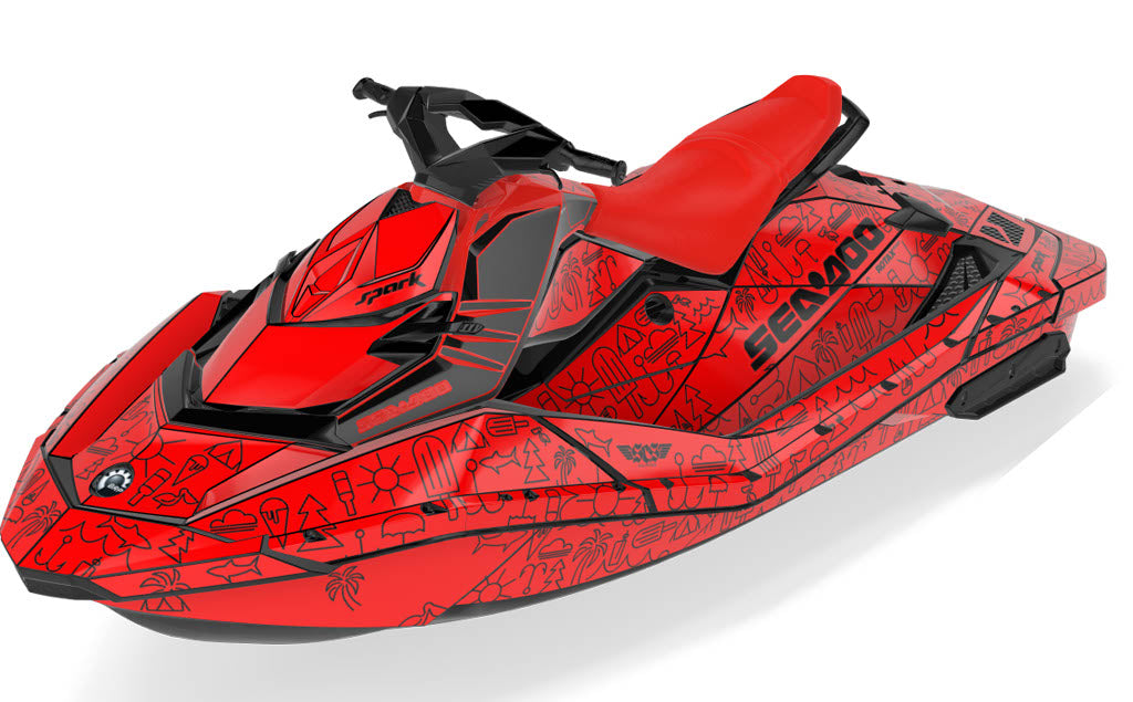 Icon Sea-Doo Spark Graphics Red Black Less Coverage