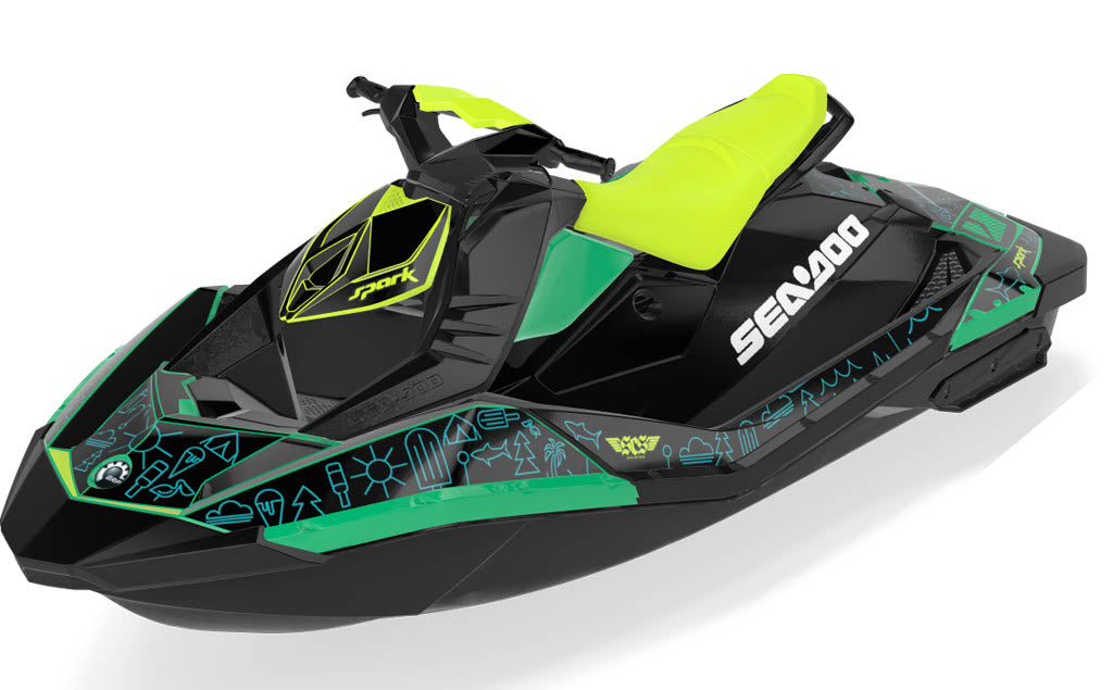 Icon Sea-Doo Spark Graphics Reef Manta Premium Coverage