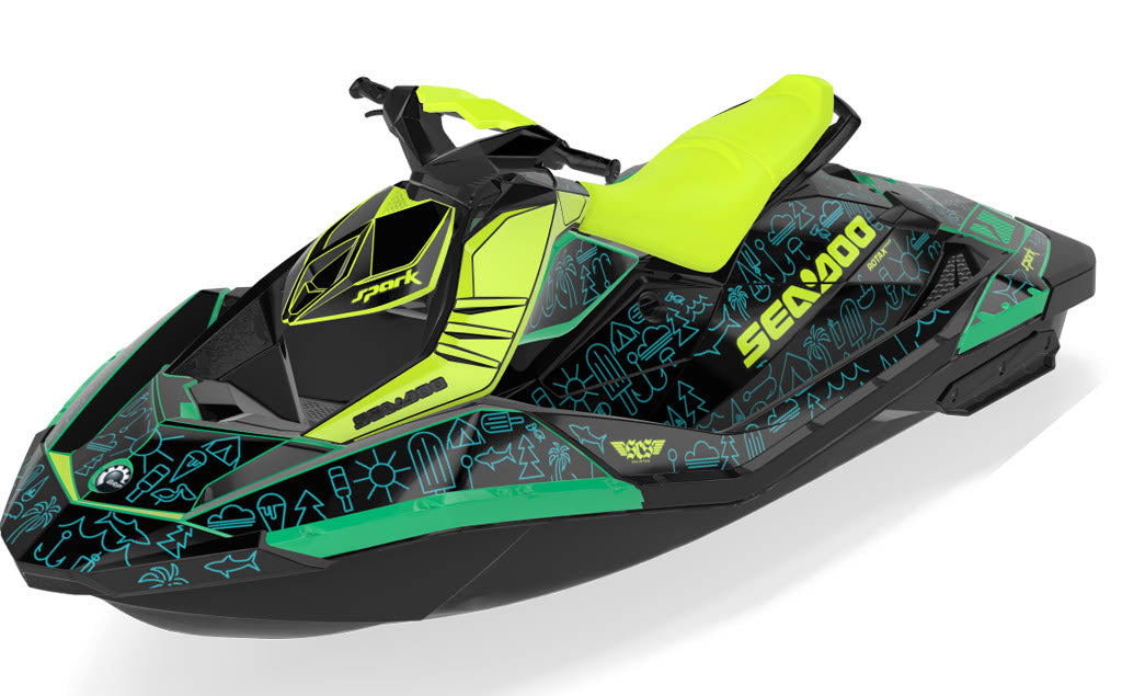 Icon Sea-Doo Spark Graphics Reef Manta Full Coverage