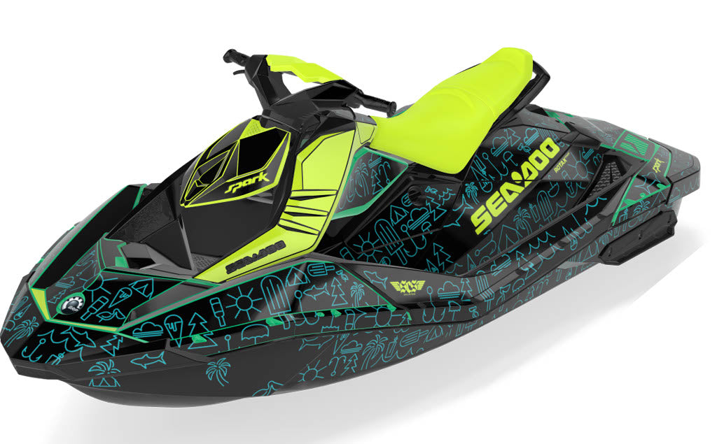 Icon Sea-Doo Spark Graphics Reef Manta Partial Coverage