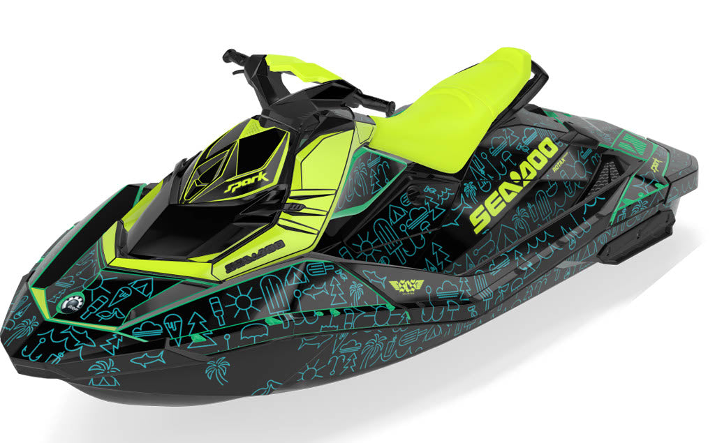 Icon Sea-Doo Spark Graphics Reef Manta Less Coverage