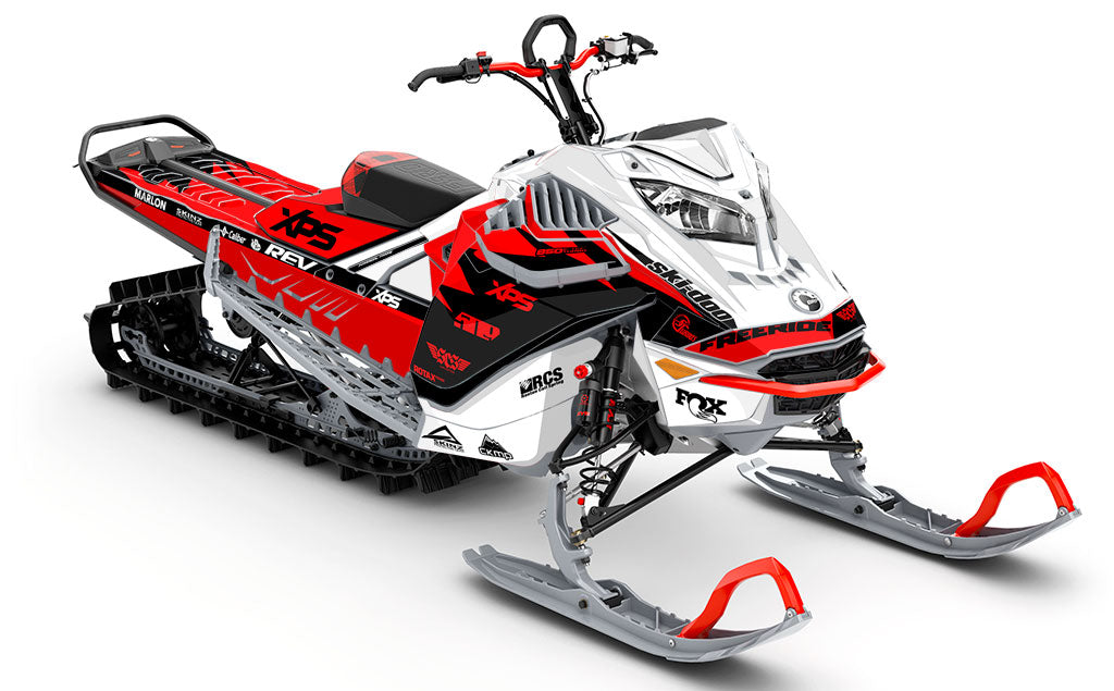 Jay Mentaberry Descent Black Red Ski-Doo REV Gen4 LWH - Freeride Premium Coverage Sled Wrap