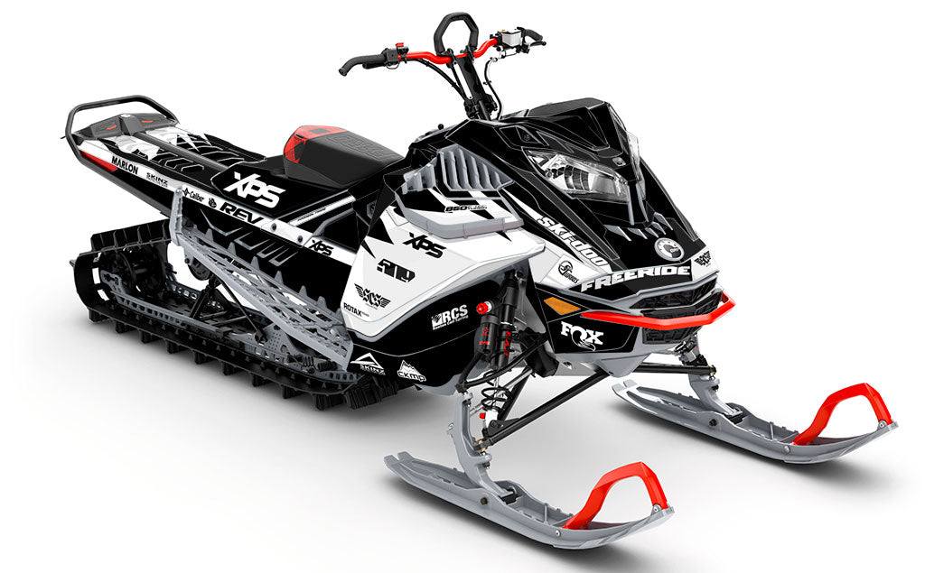 Jay Mentaberry Descent Black White Ski-Doo REV Gen4 LWH - Freeride Premium Coverage Sled Wrap