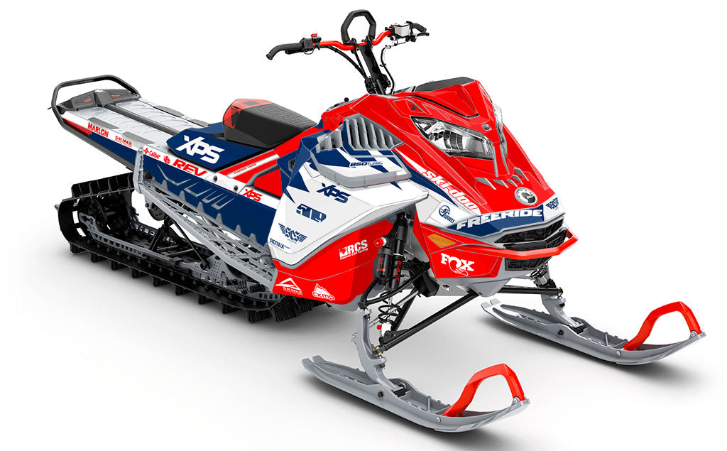 Jay Mentaberry Descent Blue White Ski-Doo REV Gen4 LWH - Freeride Full Coverage Sled Wrap