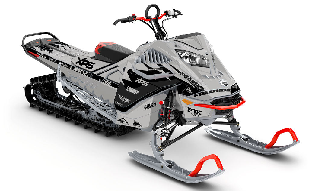 Jay Mentaberry Descent Grey Black Ski-Doo REV Gen4 LWH - Freeride Premium Coverage Sled Wrap